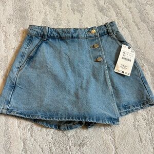 Zara Blue Skort-Style Shorts with Flared Silhouette